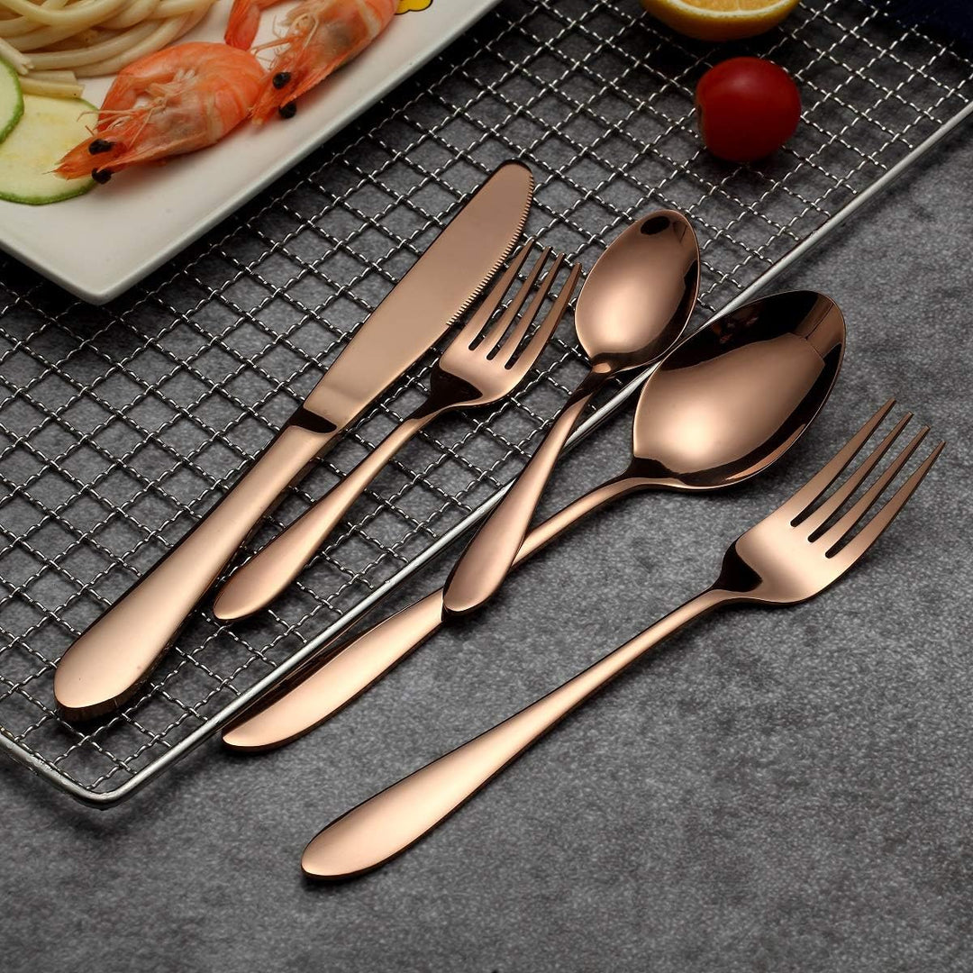 HOMQUEN 30 Stück Rose Gold Besteck Set, 18/0 Edelstahl Besteck Set, Service für 6 Personen, Esszimme