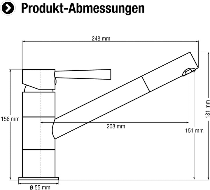Cornat Spültisch-Einhebelarmatur "Fuerte" - Hochwertiger Messingkörper - Edelstahllook - 360° schwen