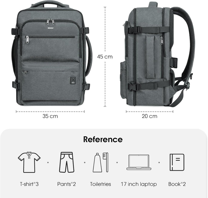 WANDF Handgepäck Rucksack 55x40x20cm / 45x36x20cm für Easyjet Airlines, Untersitz-Reise-Handgepäck-T