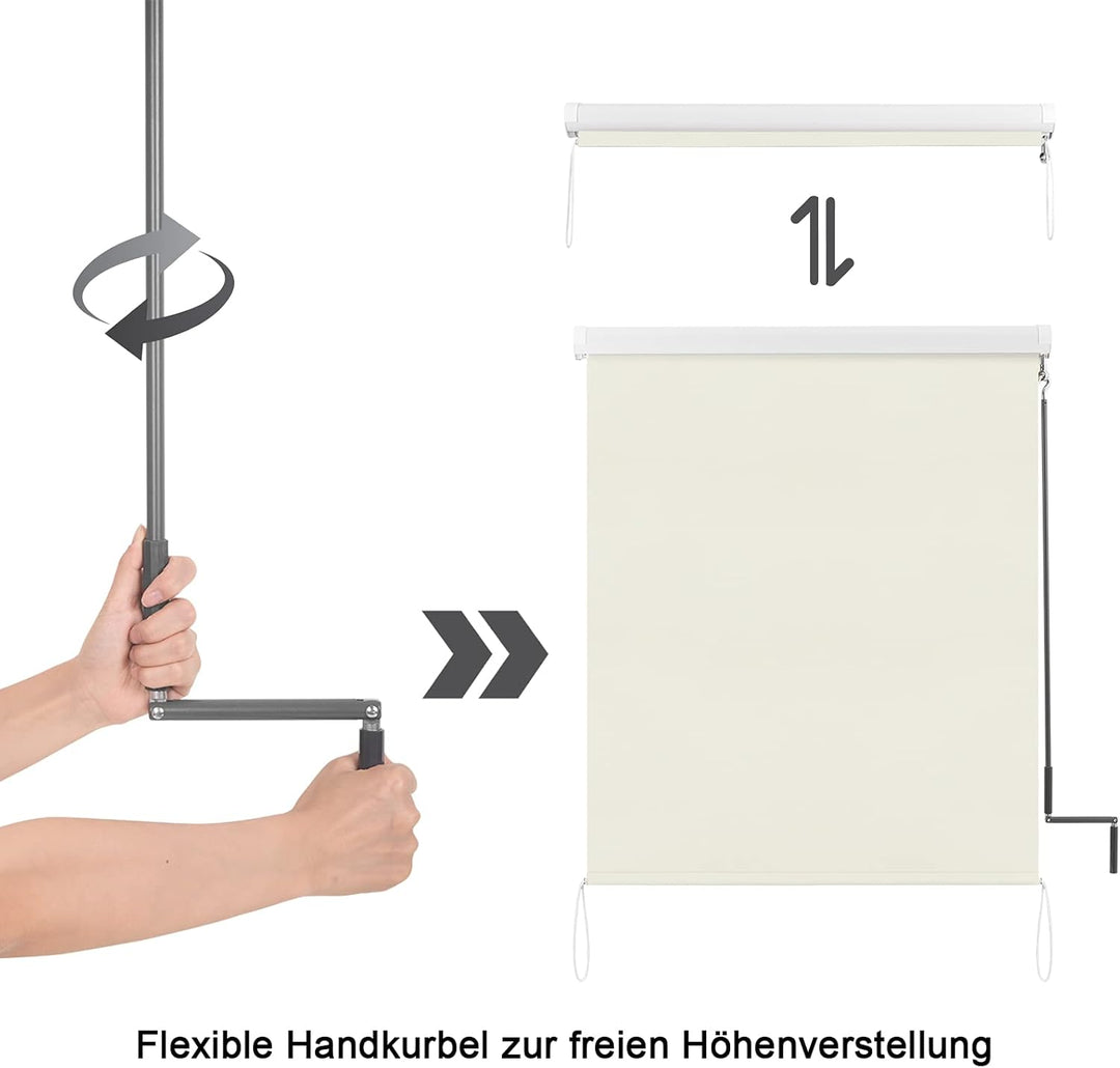 WOLTU Senkrechtmarkise Balkonmarkise Vertikalmarkise mit Handkurbel und Markisenkassette für Terrass