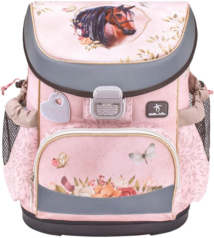Belmil ergonomischer Schulranzen Set 4 -teilig für Mädchen 1, 2 Klasse Grundschule/Super Leicht 800-