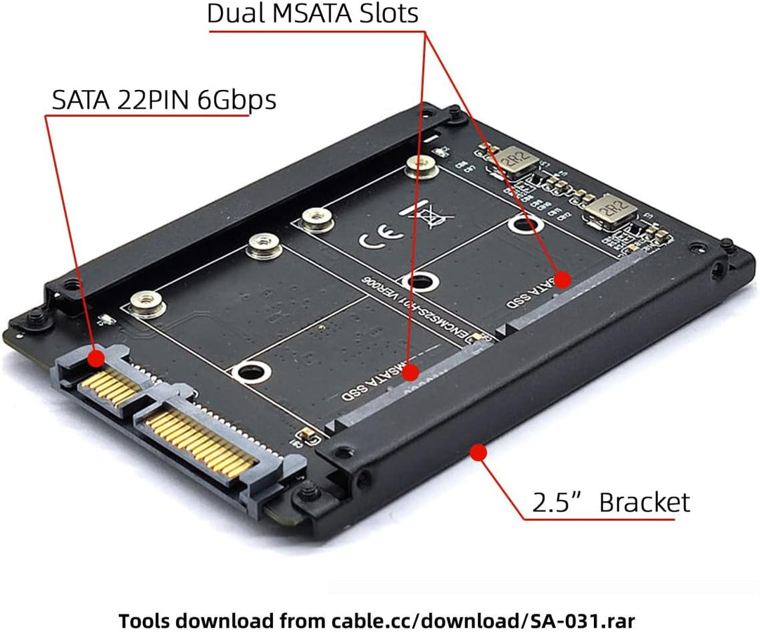 NFHK Dual MSATA Mini-SATA SSD Karte JOBD Raid0 Span Bridge zu 2.5inch SATA Combo HDD Festplattengehä