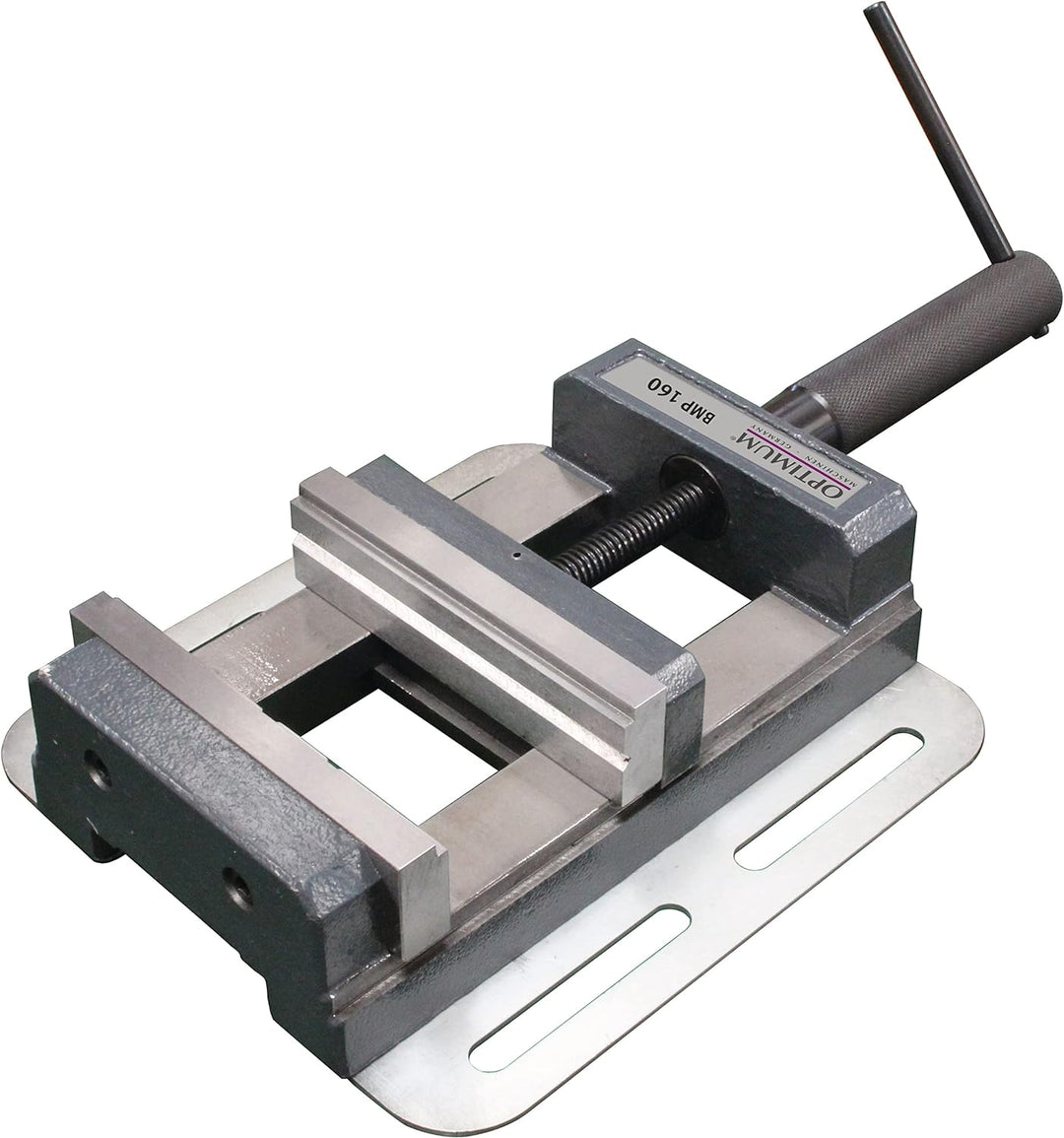 Optimum Maschinenschraubstock BMP 160 (Spannweite 145 mm, Backenhöhe 40 mm, mit Langlöcher, Trapezge