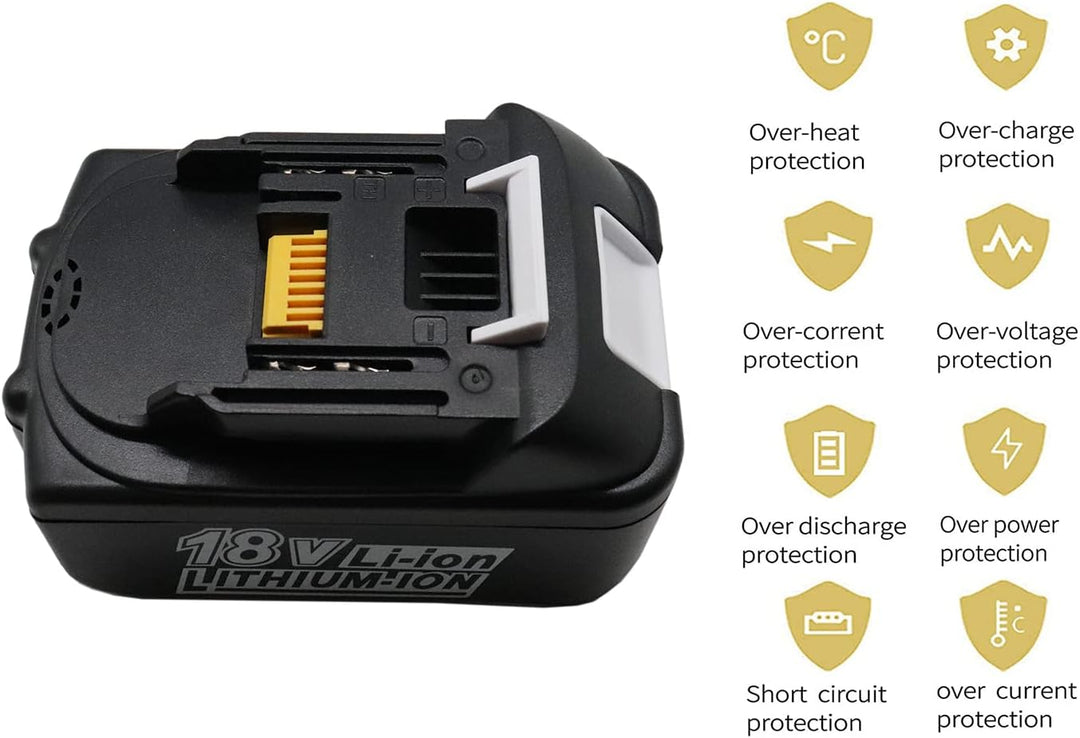 GOLEMON 2 Stück BL1850B BL1850 18 V 5000 mAh Li-Ion Akku + DC18RD Dual Port Ladegerät Ersatz für Mak