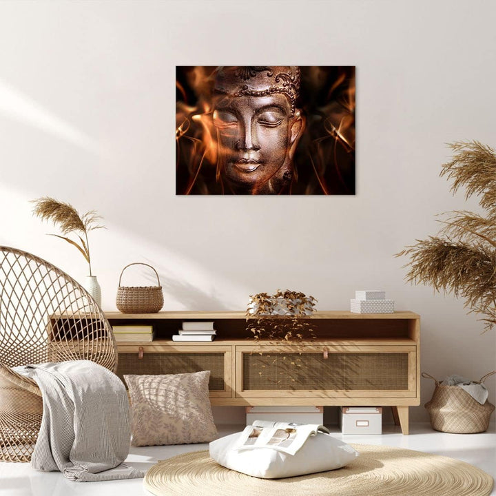 ARTTOR Bilder auf Leinwand Buddha Statue Geheimnis Leinwandbild 70x50cm Wandbilder Dekoration Wohnzi