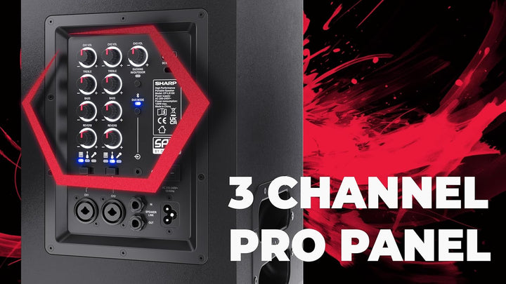 SHARP CP-LS100 SumoBox, Leistungsstarkes 2.0-Kanal-Lautsprechersystem mit 120 W RMS / 105 dB, 10 Std