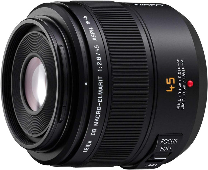 Panasonic H-ES045E LEICA DG ELMARIT Makro 45 mm F2.8 ASPH. Objektiv (Hochleistungs-Makro Objektiv, 9