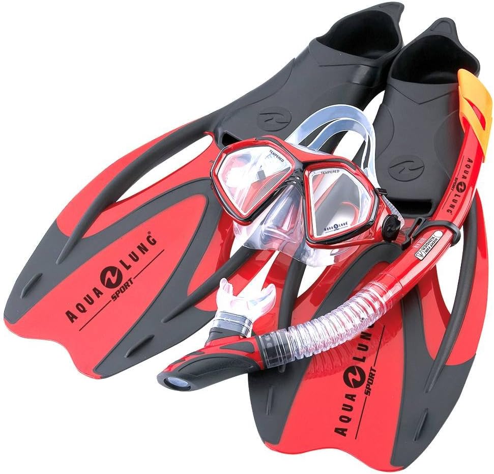 Aqua Lung Sport Proflex X Set aus Maske und Schnorchel und Flossen 44/46 rot, 44/46 rot