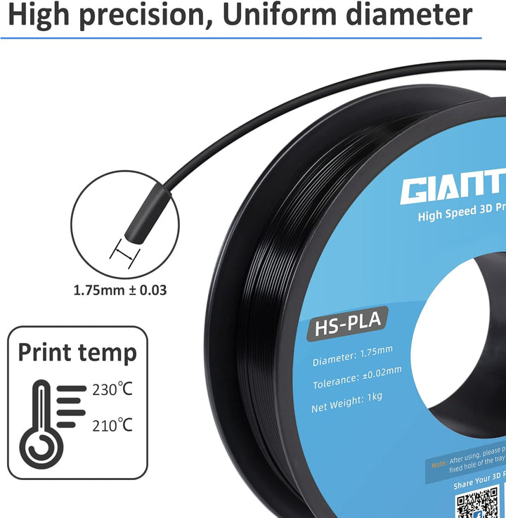 GIANTARM HS-PLA Filament 1,75 mm, PLA-Filament für Hochgeschwindigkeits-3D-Druck, schnelle Aushärtun