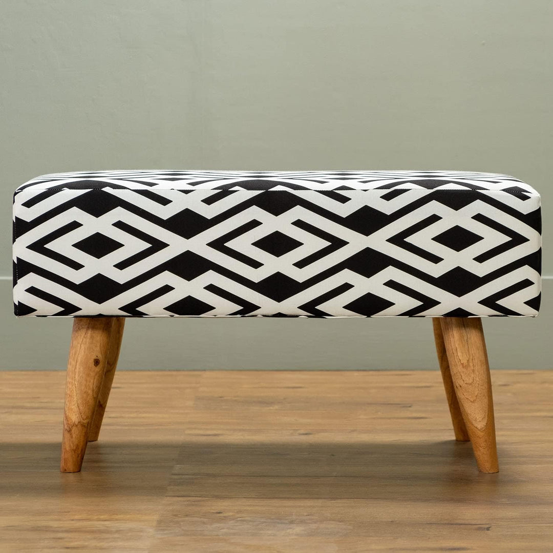 wohnfreuden Bank Zinnia 80 x 40 cm aus Teakholz und Stoff Bezug