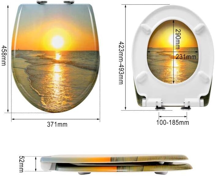 WOLTU WC Sitz mit Absenkautomatik,Toilettensitz Motiv,Klodeckel mit Quick-Release-Funktion und Antib