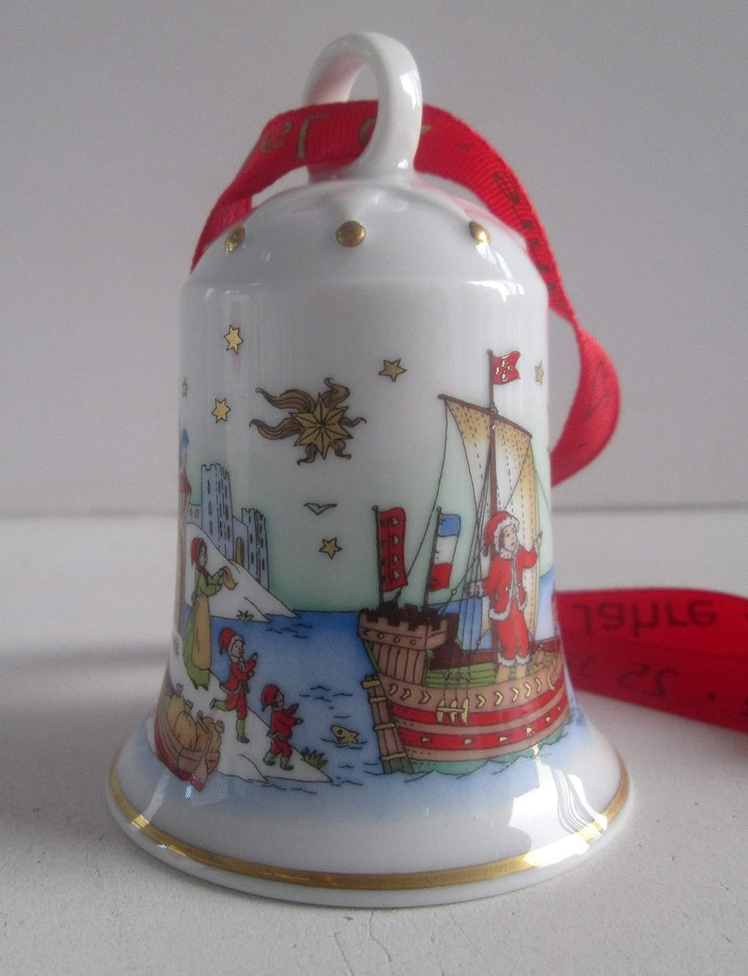 Hutschenreuther Weihnachtsglocke 2002, Porzellanglocke, Weihnachten, Baumanhänger, Baumschmuck, Anhä