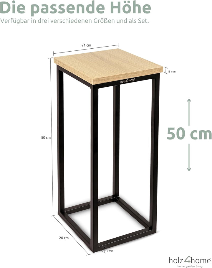 holz4home® Dekoständer aus MDF Eichenholz I Blumenständer Sonoma Eiche I Höhe: 50 cm I Dekosäule mit