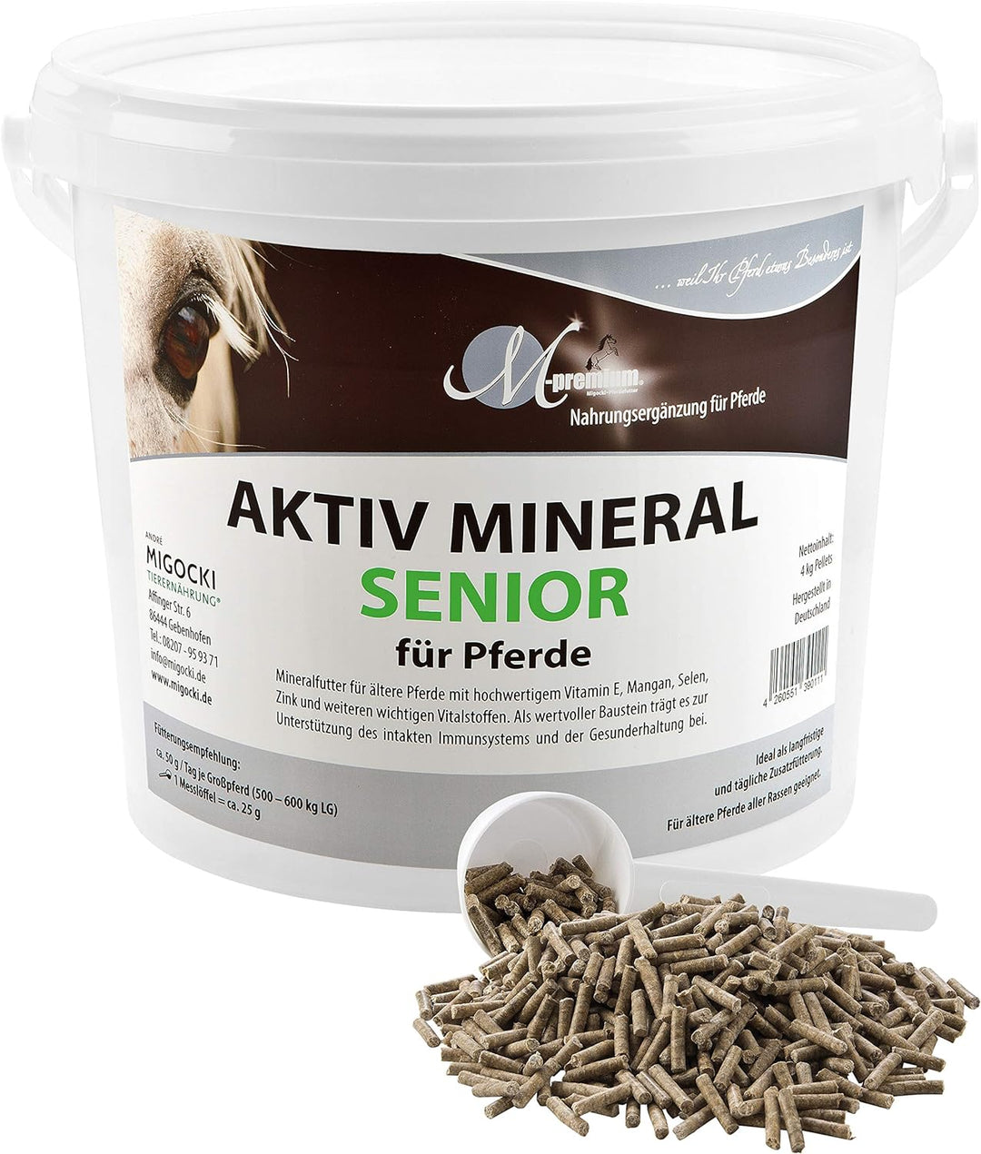 MIGOCKI AKTIV Mineral Senior – 4 kg – Mineralfutter für ältere Pferde – mit Zink, Selen, Mangan und