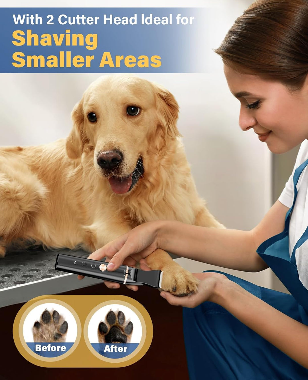 oneisall Hundeschermaschine und Pfotentrimmer 2in1 Set, IPX7 Wasserdicht Schermaschine hund Dichtes