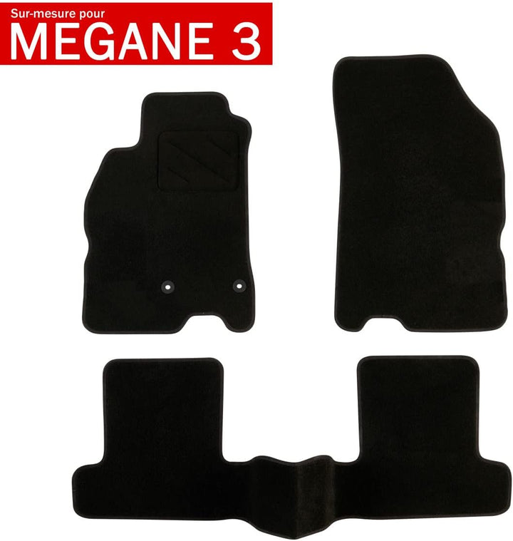 DBS Autofussmatte - nach Mass - 3-teilig - Anti Rutsch - schwarzer Nadelfilz 900g/m² - Velours Ferti