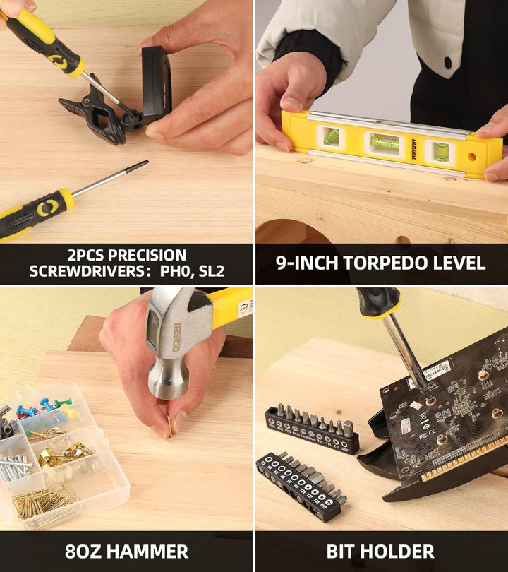 DOWELL 146PCS Hausbesitzer Werkzeug Set, Haushalt Reparatur Werkzeug Kit mit 14-Zoll breiten Mund of