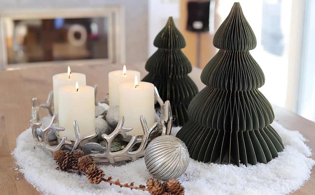 Brandsseller Adventskranz Ø 28 cm | Weihnachtskranz | Aluminium | Silber | Äste Ø 28 cm