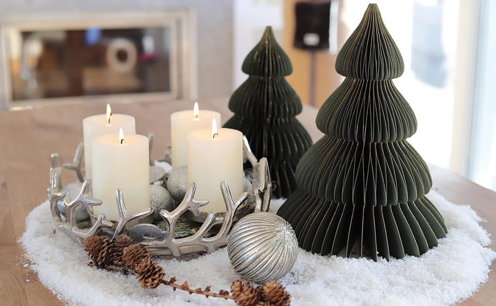 Brandsseller Adventskranz Ø 28 cm | Weihnachtskranz | Aluminium | Silber | Äste Ø 28 cm