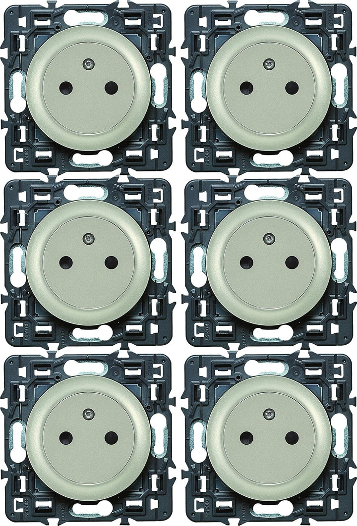 Legrand Céliane2 Steckdosen-Set, mit Erdung, kombinierbar, grau, 200268, 230 voltsV 6 Stück Titan, 6