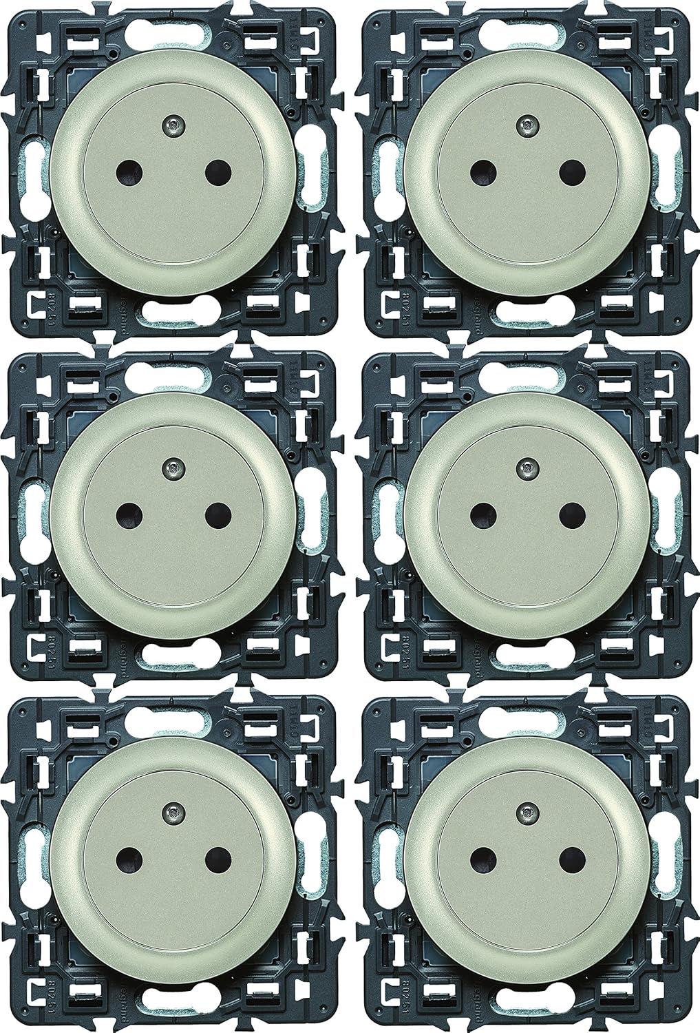 Legrand Céliane2 Steckdosen-Set, mit Erdung, kombinierbar, grau, 200268, 230 voltsV 6 Stück Titan, 6