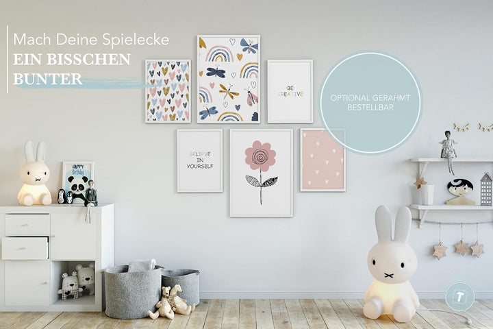 Papierschmiede® Bilder Kinderzimmer Kids Mood Poster Set Bunter Frühling, Kinderzimmer Bilder Babyz