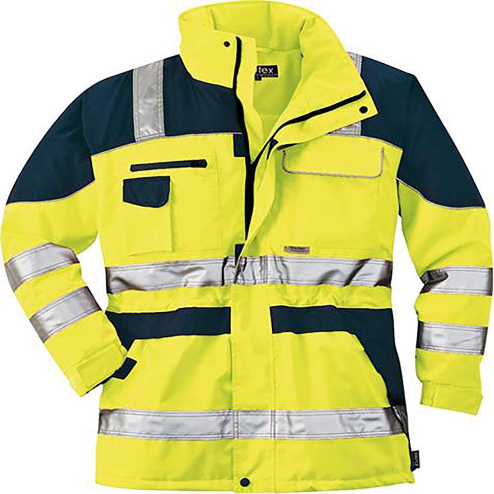 ELUTEX Warnschutz-Parka Safety Plus, 1 Stück, L, gelb/navy, 8406 L Gelb / Navy, L Gelb / Navy