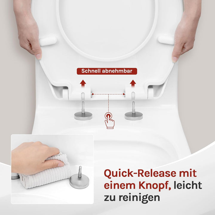 WOLTU Toilettendeckel, WC Sitz mit Absenkautomatik, Quick Release Funktion Klobrille, Kunststoff, Fa