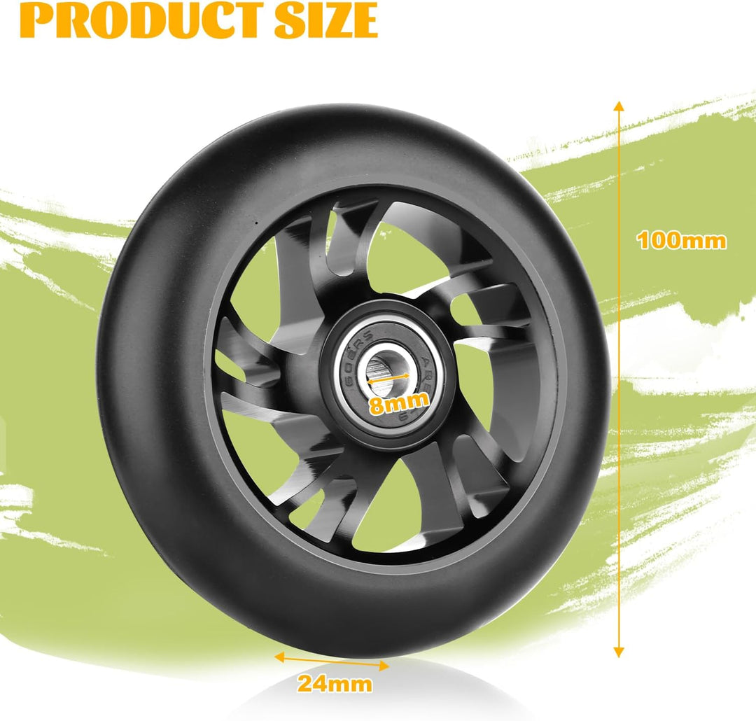 DBREAKS Stunt Scooter Rollen, 2 Stück Scooter Ersatzräder, 100mm Scooter Räder mit ABEC, 9 Kugellage