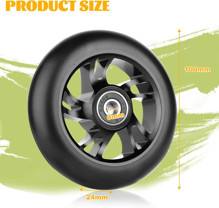 DBREAKS Stunt Scooter Rollen, 2 Stück Scooter Ersatzräder, 100mm Scooter Räder mit ABEC, 9 Kugellage