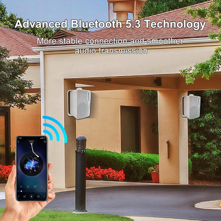 STUDIOFINIX Outdoor-Bluetooth-Lautsprecher -3,5 Zoll Paar 3-Wege 200W, Wandhalterung wasserdicht Mar