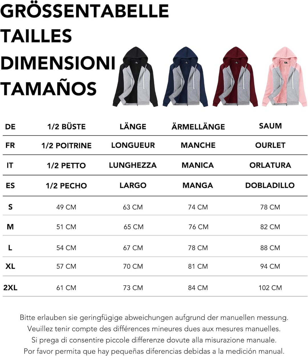 LLdress Sweatjacke Damen Fleecejacke mit Kapuze Hoodie für Frau Basic Kapuzenjacke mit Reissverschlu