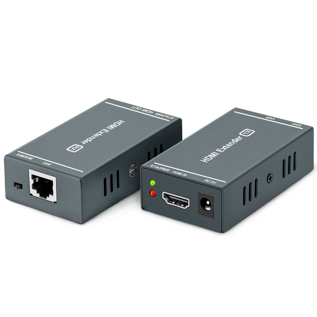 HDMI Extender 165ft/35m Low Latency Over Single Cat5e/6 RJ45 Cable Full HD 1080P Support 3D EDID, Lo
