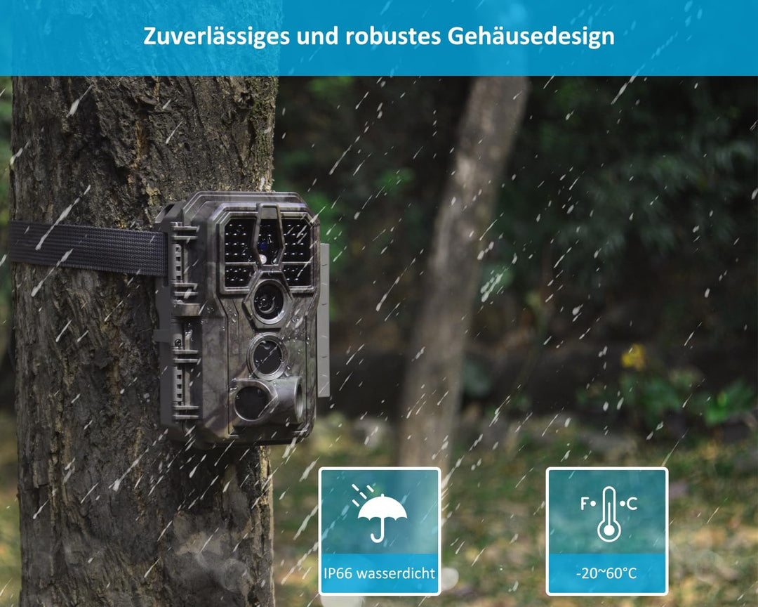 GardePro E5S Wildkamera 32MP 1296P H.264 Video, Wildtierkamera mit Bewegungsmelder Nachtsicht bis 30