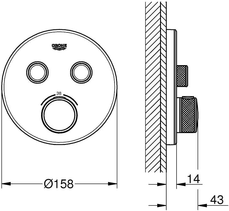 GROHE Grohtherm SmartControl | Brause- & Duschsystem - Thermostat mit 2 Absperrventilen | moon white