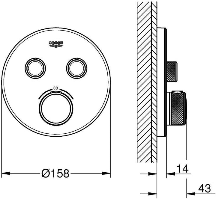 GROHE Grohtherm SmartControl | Brause- & Duschsystem - Thermostat mit 2 Absperrventilen | moon white