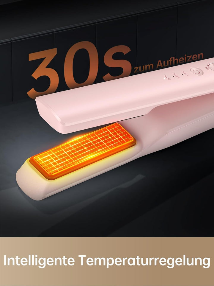 Dreame Hair Glamour Haarglätter, Kabelloser Tragbarer 2-in-1-Glätteisen, Negative Ionen, Gleichmässi