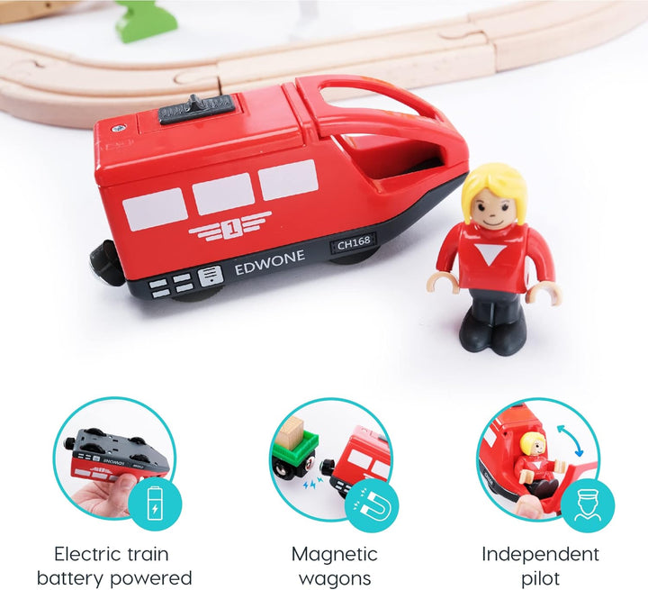 wuuhoo® Holzeisenbahn Paulchen im Set für Kinder - Spielzeugeisenbahn aus Holz, Eisenbahn Set mit Ho