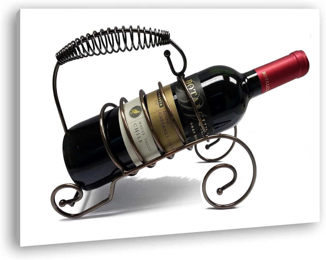 deyoli teure Weinflasche im Format: 100x70 als Leinwandbild, Motiv fertig gerahmt auf Echtholzrahmen