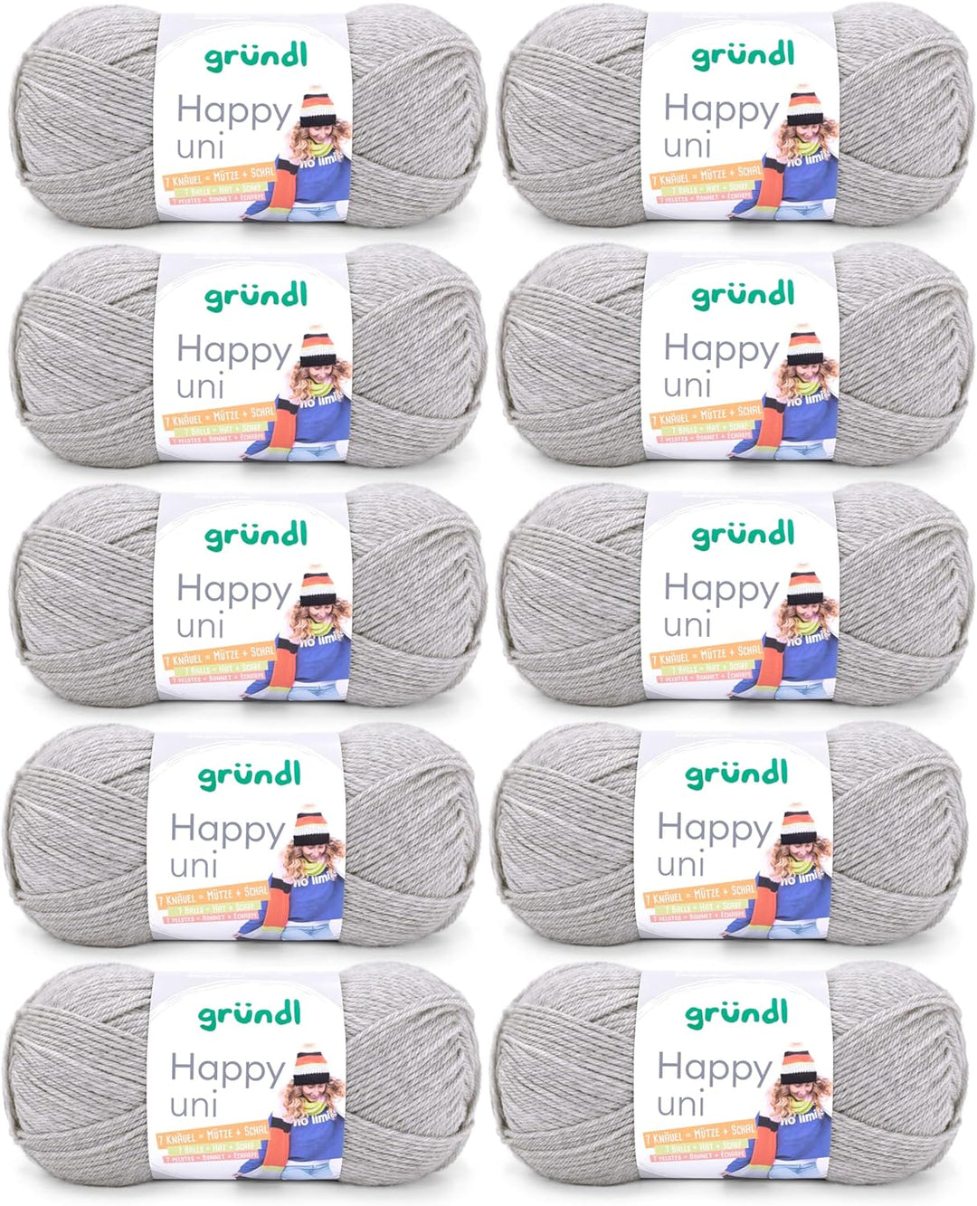 Gründl Happy uni (Strick- und Häkelgarn mit wollartigem Charakter aus 100 % Polyacryl, Anti-Pilling,