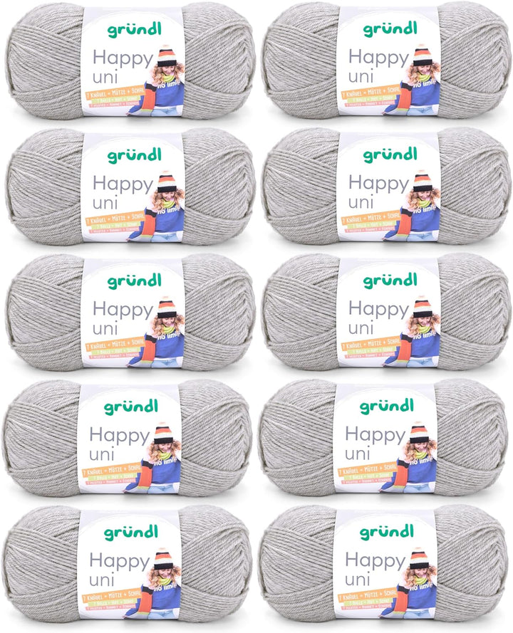 Gründl Happy uni (Strick- und Häkelgarn mit wollartigem Charakter aus 100 % Polyacryl, Anti-Pilling,