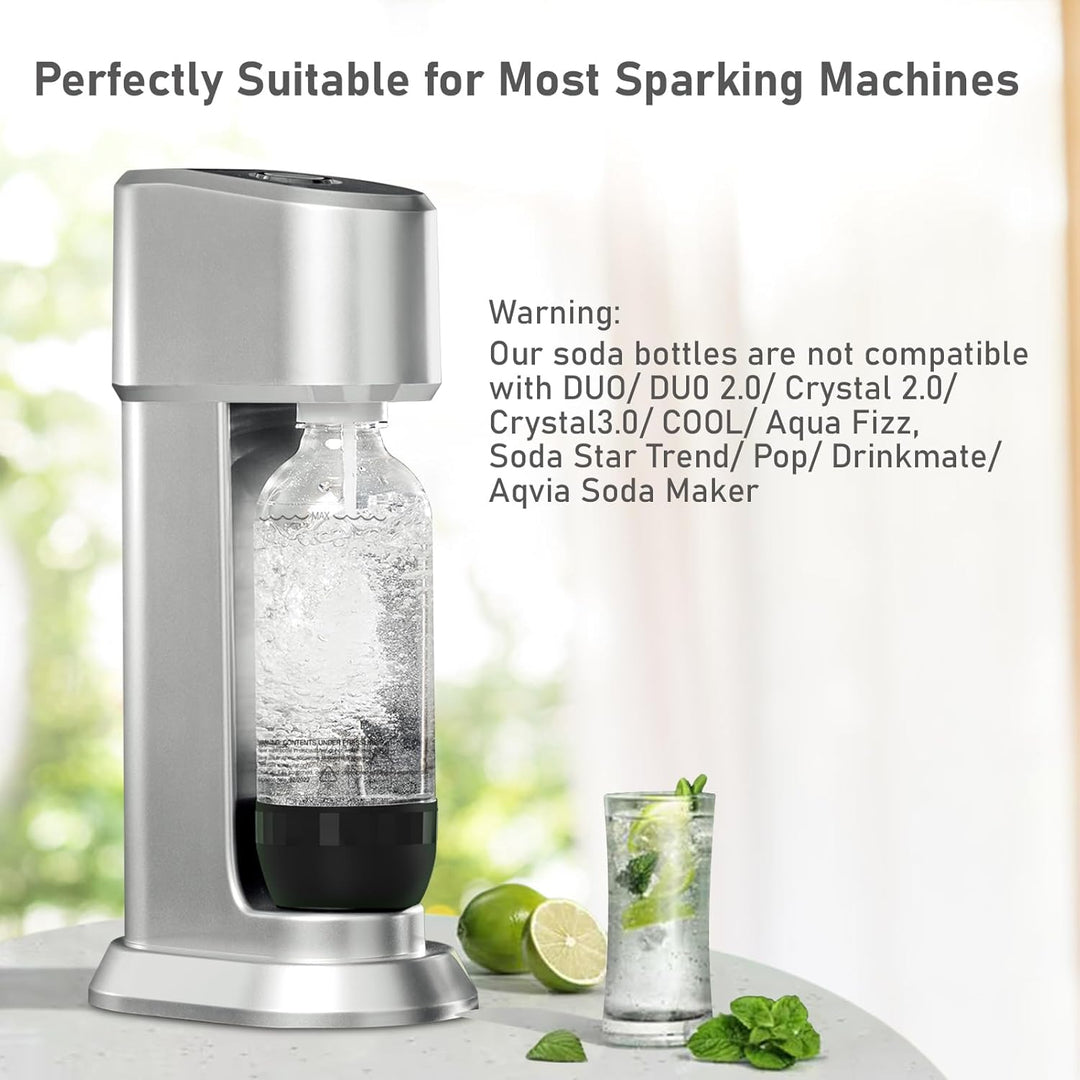 Mycket Soda Maker Flaschen, 2 x 1L Carbonating Bottles, BPA-frei Kohlensäureflaschen, Wiederverwendb