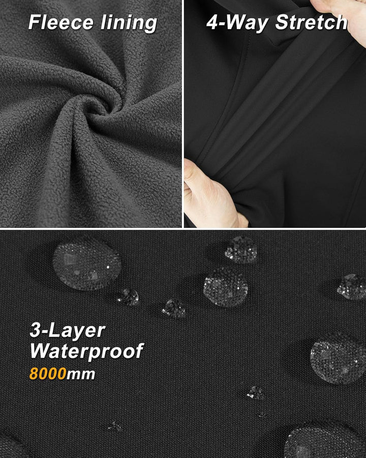 33,000ft Damen Softshell Westen mit Abnehmbare Kapuze Fleece Gefütterte Ärmellose Jacke Wasserdichte