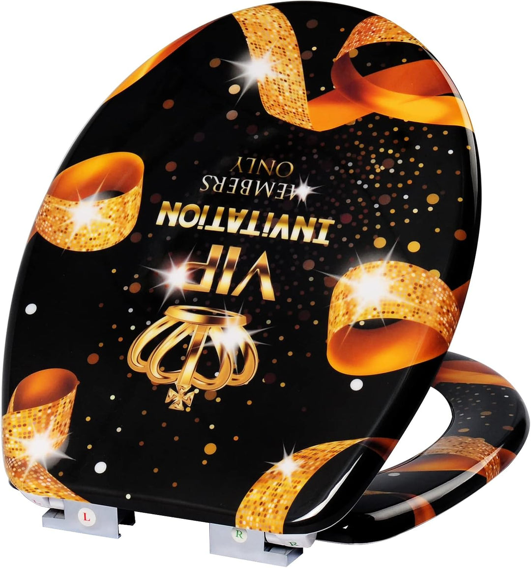 WOLTU WC Sitz mit Absenkautomatik,Toilettensitz Motiv,Toilettendeckel aus Duroplast,Stable Klodeckel