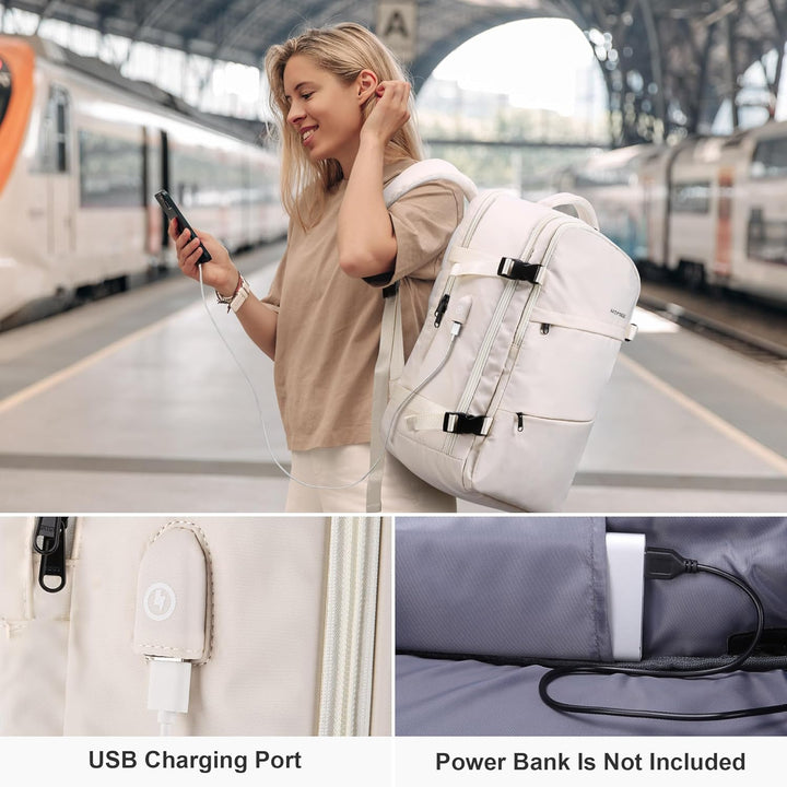 HOMIEE Reiserucksack Damen, 40L Flugzeug Handgepäck Rucksack Lufthansa, 17 Zoll Laptop Rucksack für