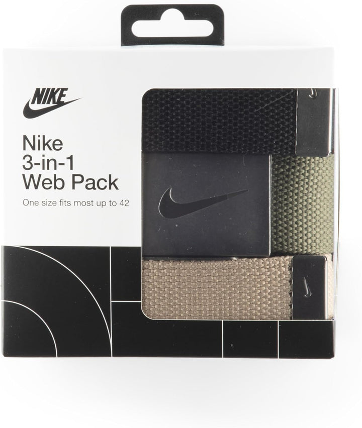 Nike Herren SG Silberfarbene Schnalle mit drei austauschbaren Gürtelriemen Einheitsgrösse Schwarz/Ca