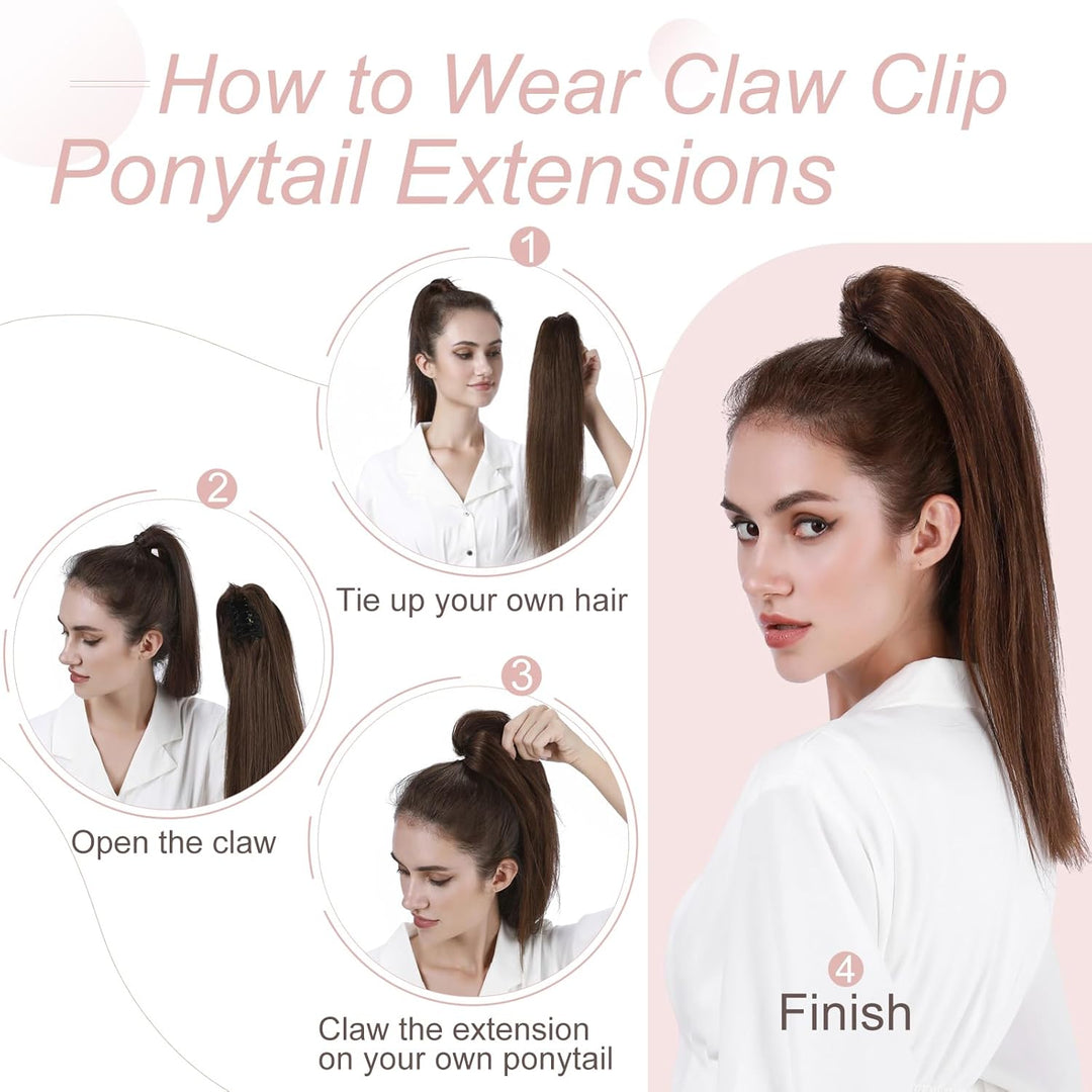 Silk-co Haarteile Echthaar Ponytail Extension Clip in Pferdeschwanz Extensions Echthaar Glatt Zopf H