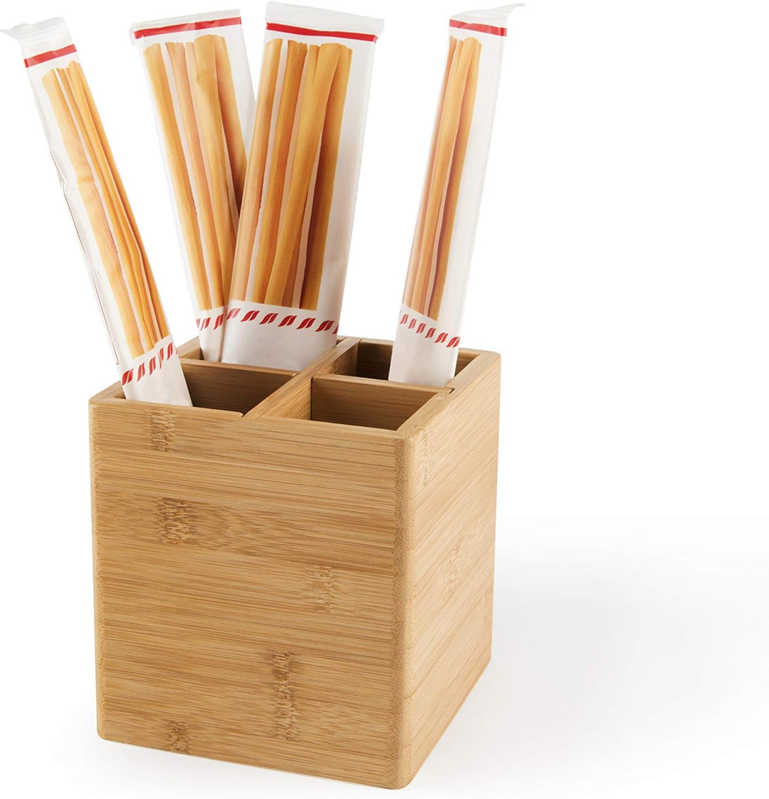 Excelsa Eco Living Besteckkorb/Utensilienhalter aus Bambus, Naturholz, braun, 4 Fächer