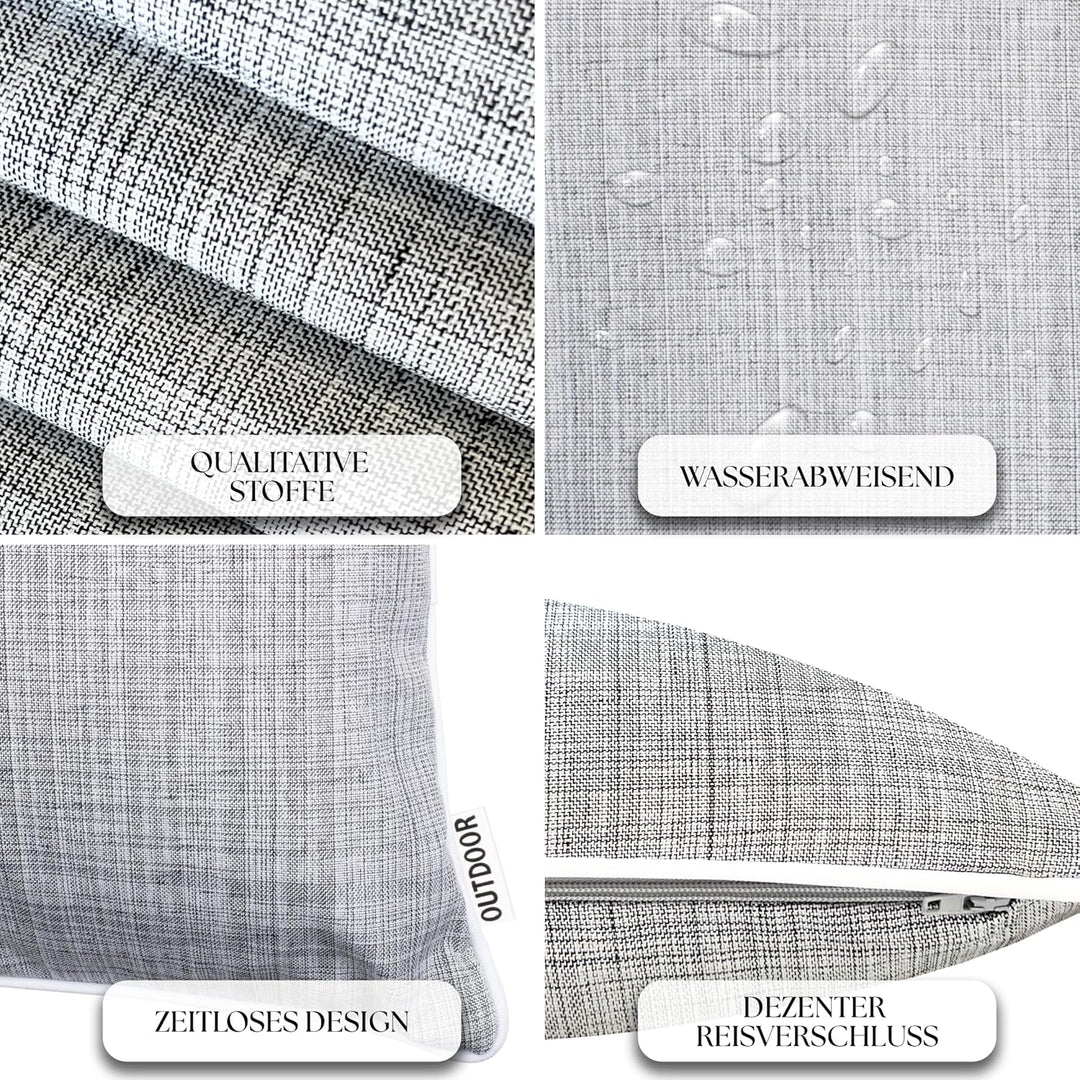 Brandsseller Outdoor Garten Kissen Dekokissen mit Paspel - Leinenoptik Uni Schmutz- und Wasserabweis