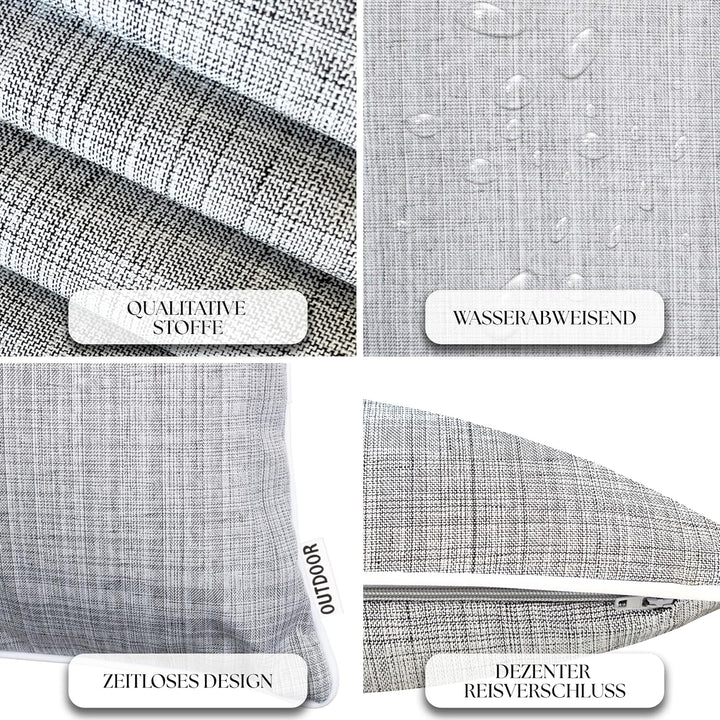 Brandsseller Outdoor Garten Kissen Dekokissen mit Paspel - Leinenoptik Uni Schmutz- und Wasserabweis